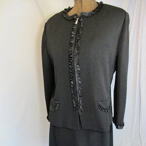 Castleberry Knits black knit 2-piece skirt suit 16P